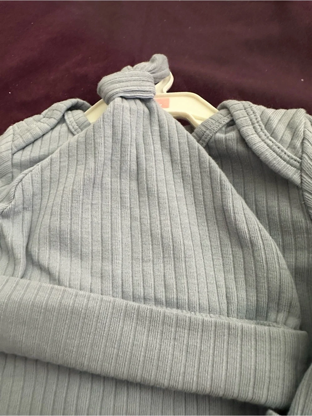 Carter's Ribbed Knot Gown Set in Light blue for twins